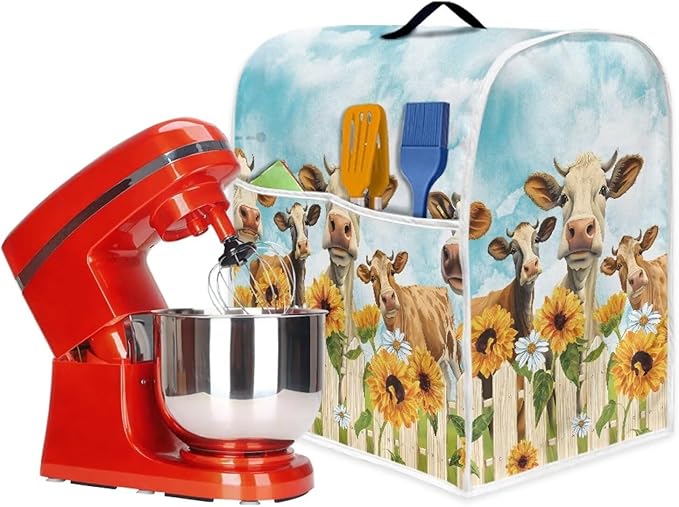 Sunflower Cow Mixer Cover | Portable Appliance Protector for 4.5-5 Quart Blenders, Coffee Makers & Juicers | Machine Washable & Extends Appliance Life