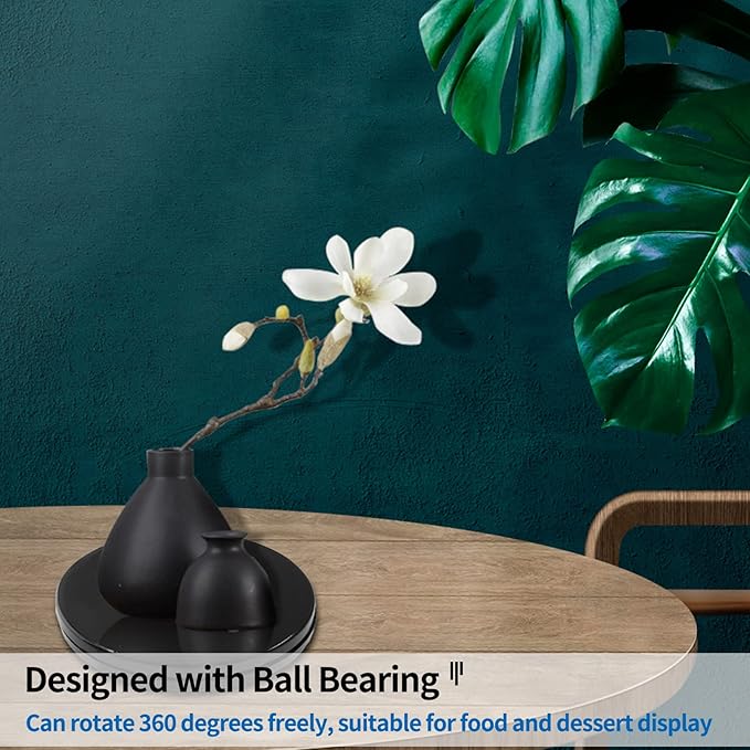 Bivethoi 2 Pack Mini Turntable Organizer, Black Rotating Tray, Acrylic Ball Bearing Plate for Kitchen, Spice Rack, TV, Laptop, Computer Monitor