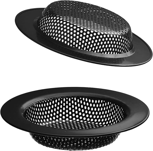 2 Pcs Black Stainless Steel Mesh Sink Drain Strainer, 2.16" Top/1.29" Kitchen Filter Trap Basket