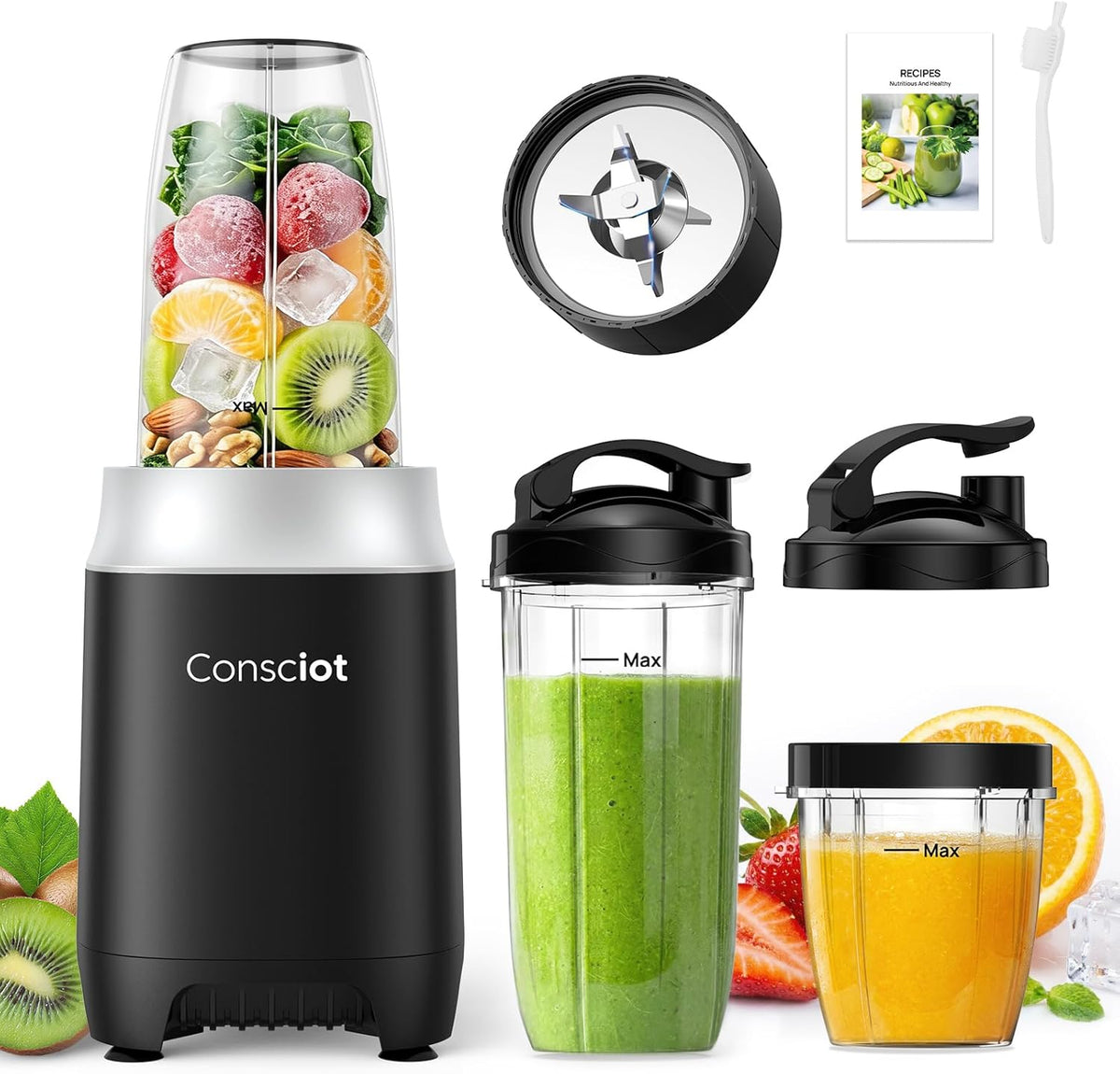 CB10 11Pcs Personal and Countertop Blender Combo, 900 Peak Watts