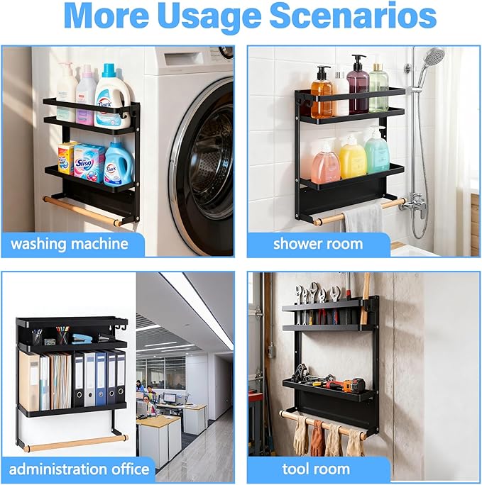 Magnetic Paper Towel Holder for Fridge, Kitchen Countertop Organizers Magnetic Shelf and Wall Mount Storage
