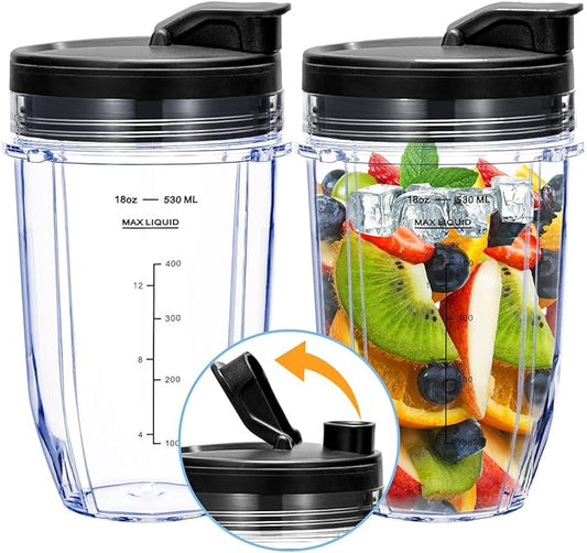 Replacement 18oz Blender Cup with Sip & Seal Lid For Nutri Ninja BL450 BL456