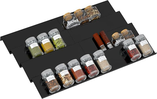 Acrylic Spice Drawer Organizer Rack Adjustable From 12 Inch to 24 Inch Wide