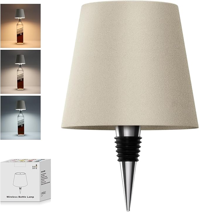 Wireless Bottle Lamp, 2026 New 3 Color Rechargeable Led Wine Bottle Lights for Bars Restaurants (Gray, 1PC)