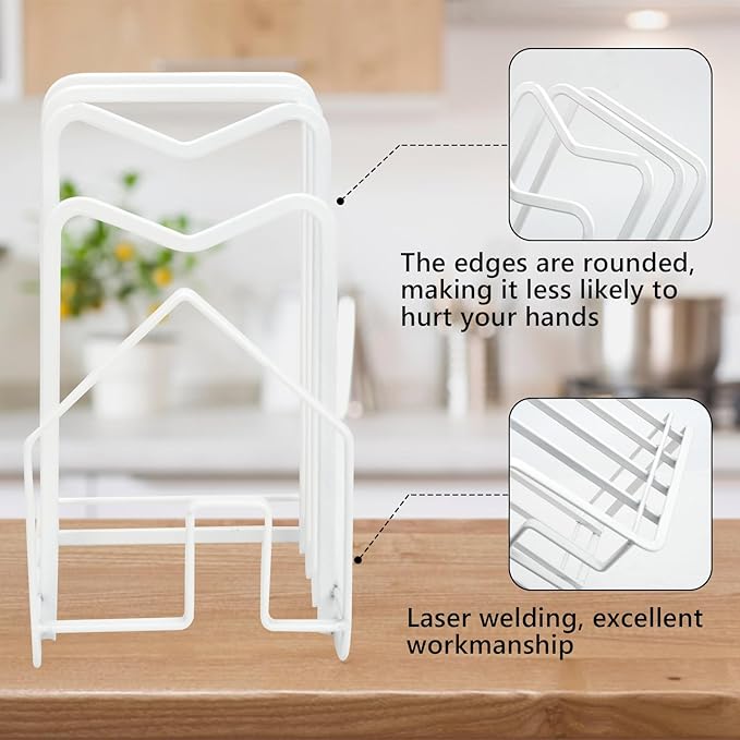 Kitchen Countertop Pots Pan Lids Rack (White)