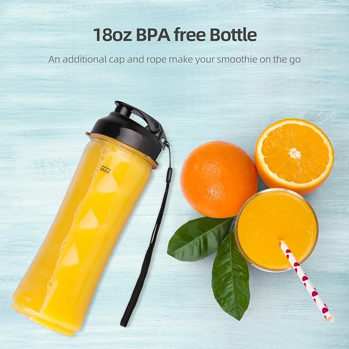 La Reveuse Smoothies Blender Personal Size 300 Watts with 18 oz BPA-Free Portable Travel Sports Bottle,Navy