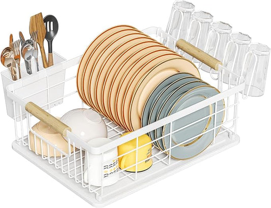 Dish Drying Rack White with Diatomaceous Earth 1 Tier