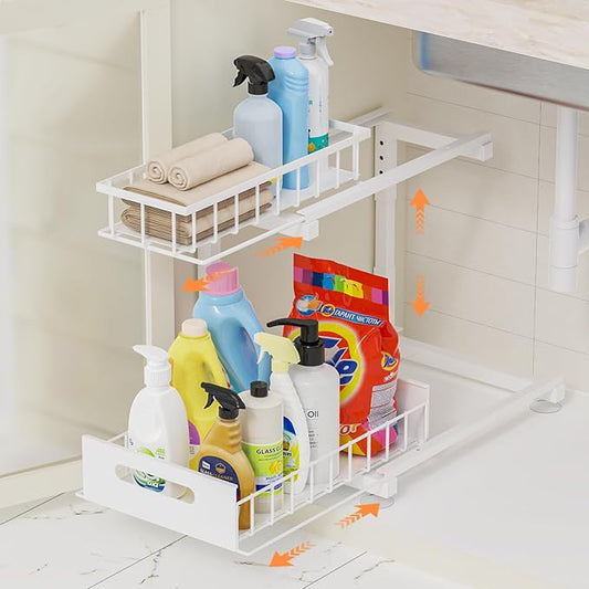 Under Sink Organizer, White,1Pack