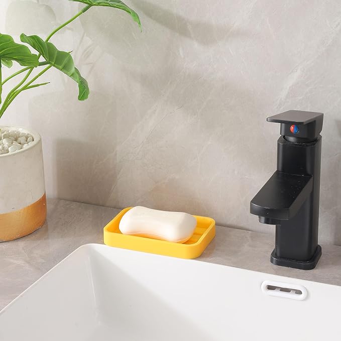 MicoYang Silicone Kitchen Sink Organizer Tray for Multiple Usage,Easy Clean Sponges Holder for Kitchen Bathroom Counter or Sink,Dish Soap Dispenser,Scrubber,Bottle,Cup Yellow 4.9”x 3.2”