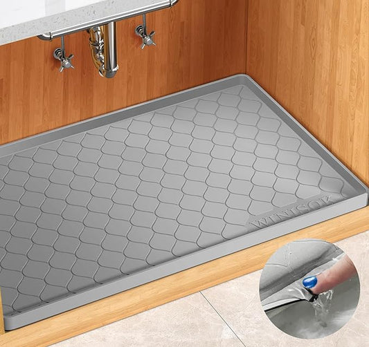 Winisok Silicone Under Sink Mat 31" x 22", kitchen Essentials and Gadgets, Shelf liner and Cabinet Protector, Home Organizers and Storage, Waterproof Bathroom Tray
