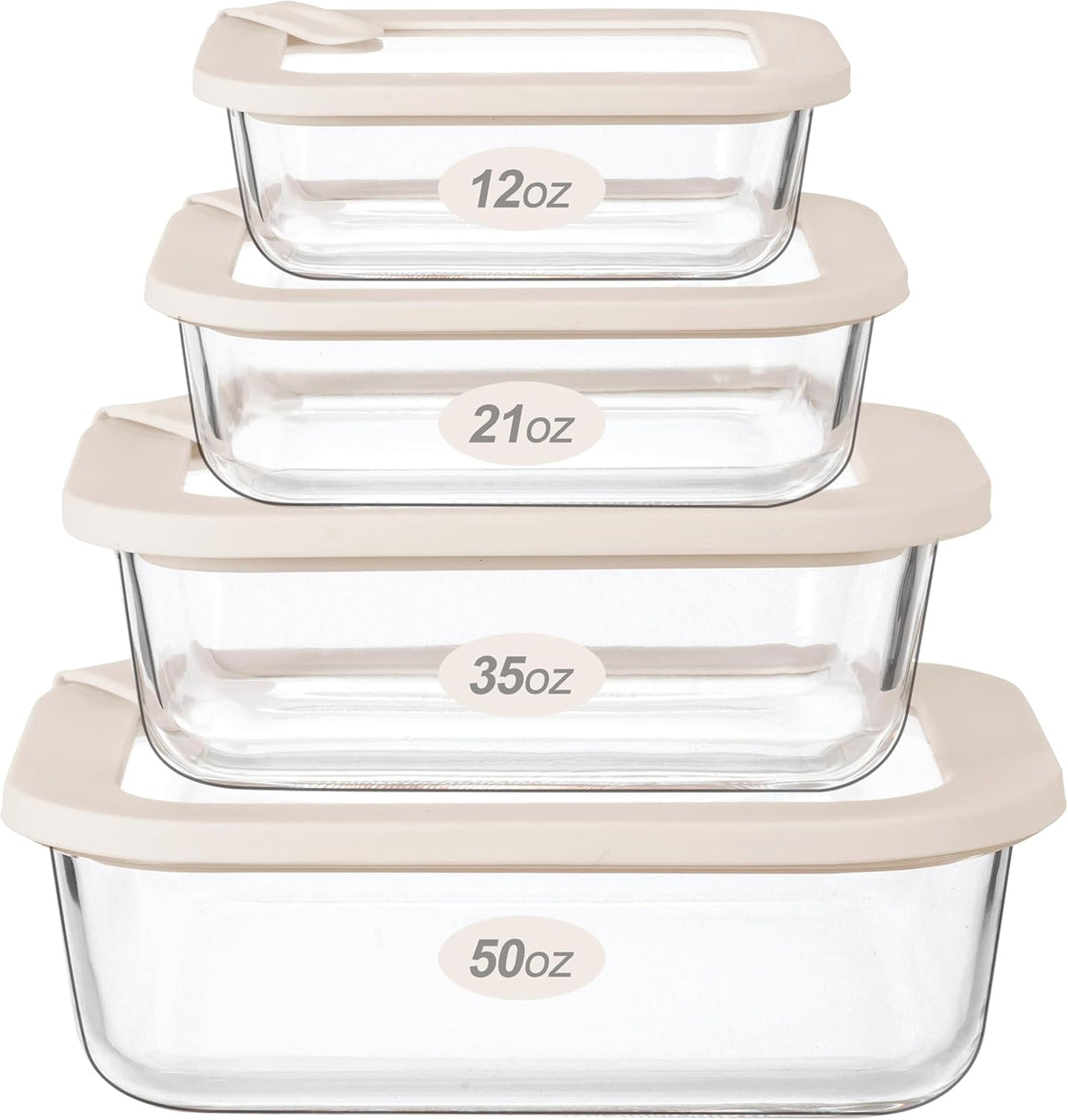 Glass Food Storage Containers with Glass Lids, Microwave Safe Food Container Set, Aitight Meal Prep Container Set, LeakProof, 100% Plastic Free, 4 Pack