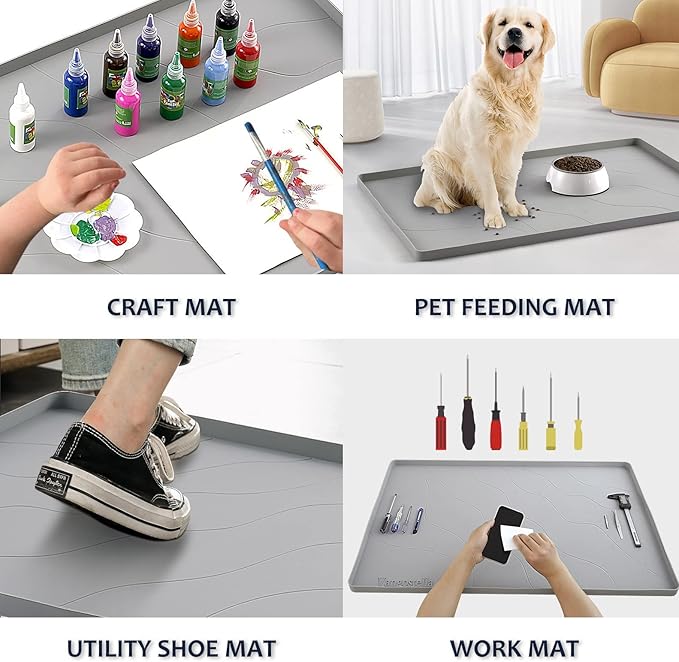 Heavy Duty Silicone Under Sink Mats for Kitchen Waterproof 40" x 22", Extra Thick Under Sink Rubber Mat Drip Tray, Raised Edge Under Sink Liner,Prevent Drips, Leaks, Spills,Grey