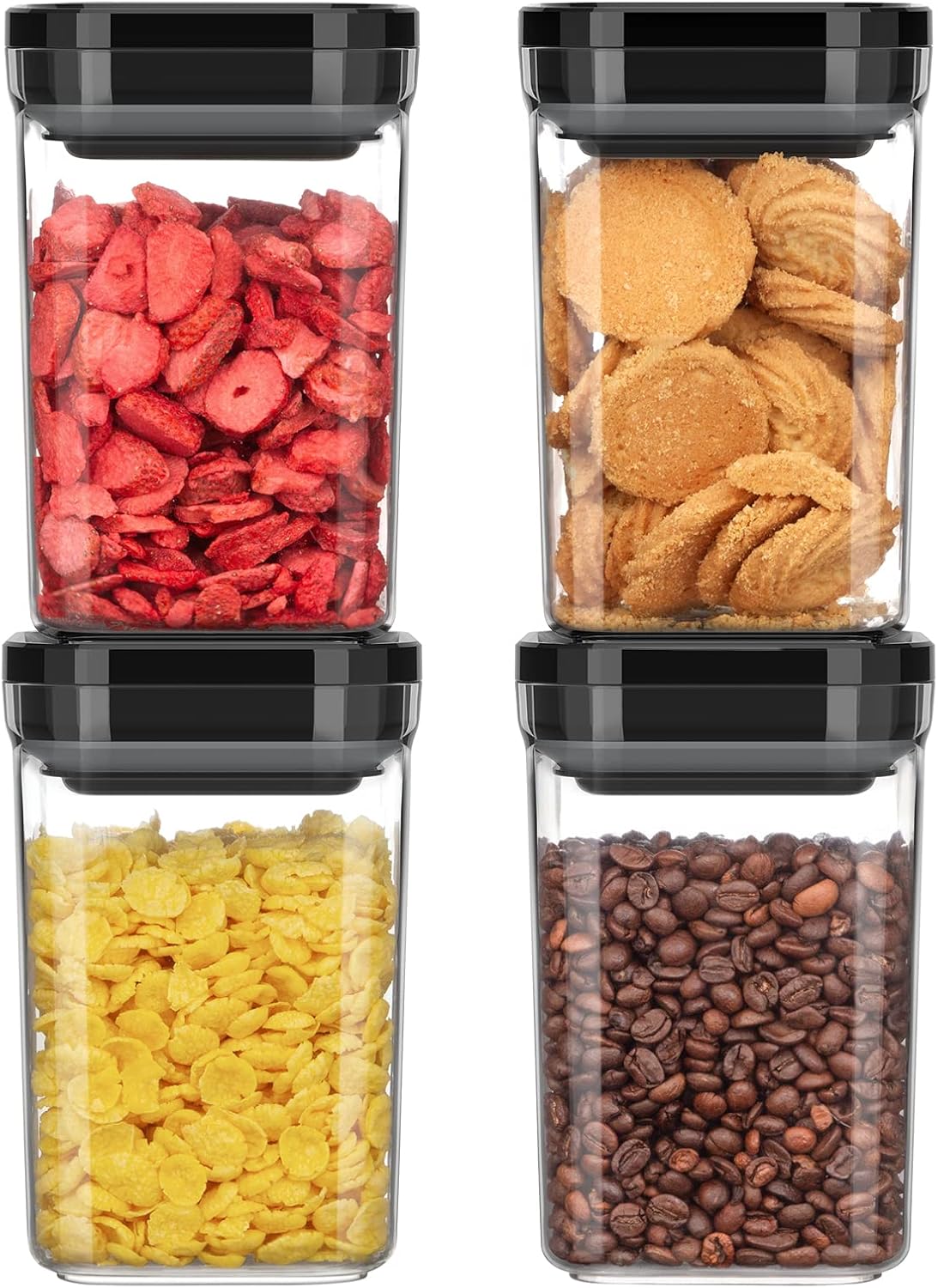 4 Pack Airtight Food Storage Container Set for Pantry Organization