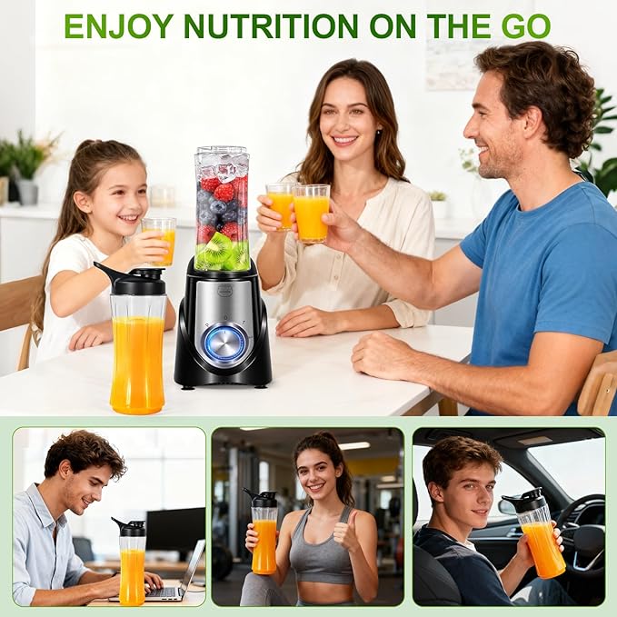 2026 Upgrade 600 ML Smoothie Blender,32,000 RPM Smoothie Blender, 10s Juicing, fro Ice Crushing & Milkshakes, BPA-Free, Detachable 6-Leaf. Portable Shaker Cups fro Protein Shakes