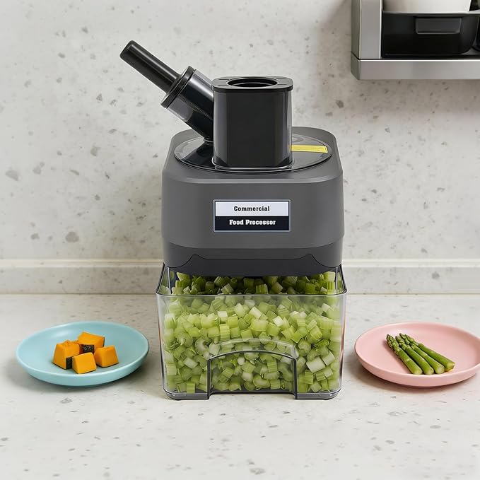 3 in 1 Commercial Vegetable Chopper, 100W Multifunctional Automatic Dicer Slicer Shredder Strip Cutter, Food Chopper Electric with Overheating Protection for Veggies & Fruits