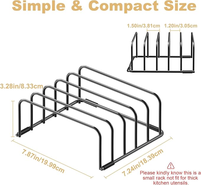 Fikoksol Cutting Board Organizer and Baking Sheet Rack, 1-Pack Black Heavy Duty Metal Cookie Sheet Organizer for Cutting Board Storage & Plate Holder for Cabinet, Tray Dividers for Cabinets