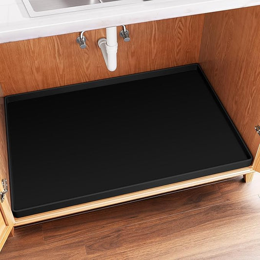 FLATO Waterproof Under Sink Mat 22" x 22" Shelf Liner for Kitchen and Bathroom, Cabinet Protector, Organizers and Storage, Flexible Silicone Drip Tray
