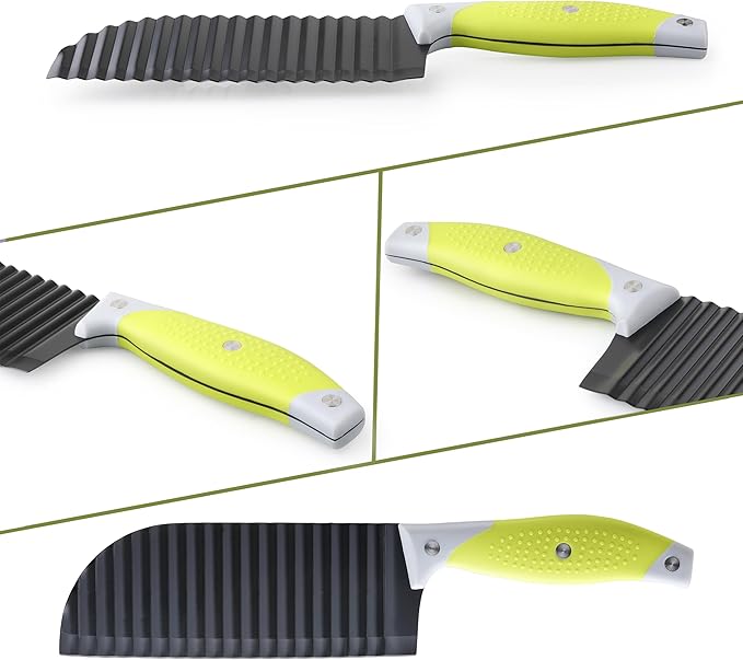 VRUIFA French Fry Cutter for Wave Fries, Crinkle Cutter for Veggies, Potatoes, Cucumber, Carrot and Fruit, with Non-slip Handle, Dishwasher Safe