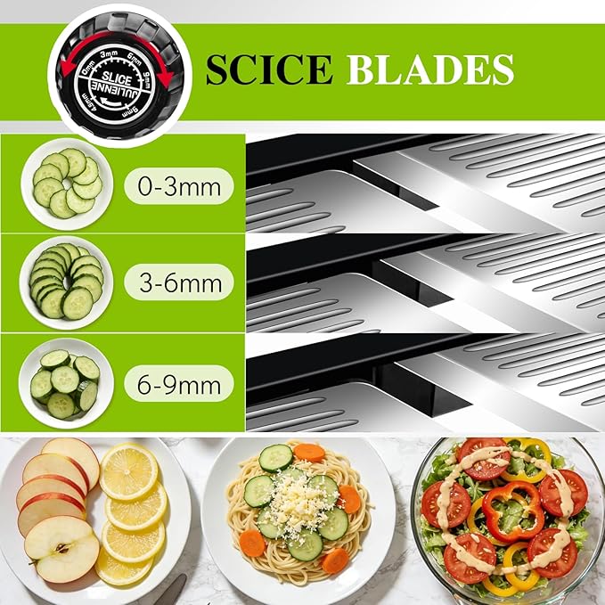 MASTERTOP Mandoline Slicer Adjustable Stainless Steel Food Slicer for Kitchen Vegetable Onion Potato Fruit French Fry Cutter Potato Chip Julienne Slicers with Cut Resistant Gloves