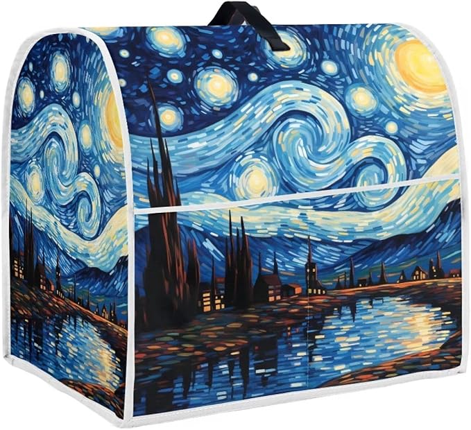 Van Gogh Starry Night Mixer Cover | Machine Washable Dust Protector with Carrying Handle | Kitchen Appliance Cover for 6-8 Quart Mixers, Coffee Makers & Juicers