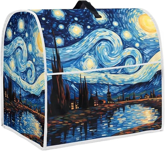 Van Gogh Starry Night Mixer Cover | Machine Washable Dust Protector with Carrying Handle | Kitchen Appliance Cover for 6-8 Quart Mixers, Coffee Makers & Juicers
