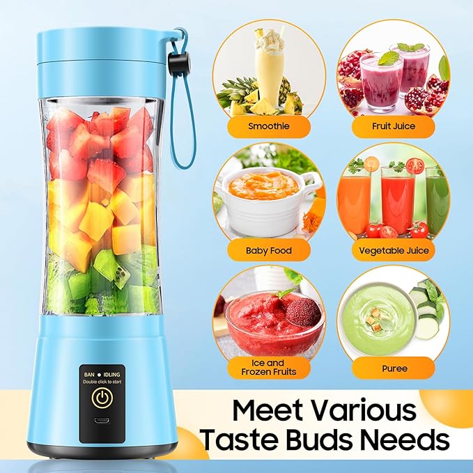 Cordless Portable Personal Size Blender - 12 Oz Mini Blender Make Smoothies and Shakes, Cordless Lightweight Rechargeable, Freshly Squeezed in Picnic/Sports/Office