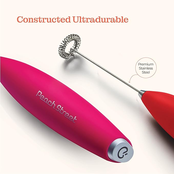 Powerful Handheld Milk Frother, Mini Milk Foamer, Battery Operated (Not included) Stainless Steel Drink Mixer for Coffee, Lattes, Cappuccino, Frappe, Matcha, Hot Chocolate.