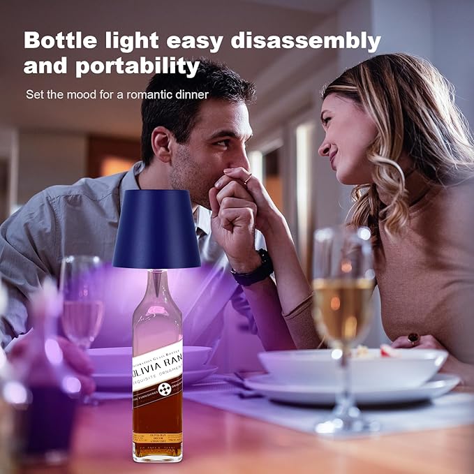 2026 New Wireless Bottle Lamp,RGB LED Bottle Light with Remote(RGB Sapphire Blue, 1pc)