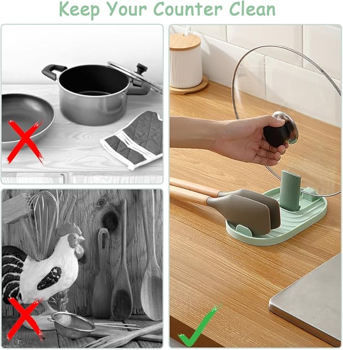Multifunctional Spoon Rest, 2PCS Foldable Pot Lid Holder Spoon Rest Pan Pot Cover Lid Rack Shelf Standfor Stove Top Kitchen Gadgets Utensil Holder for Home Use Stove
