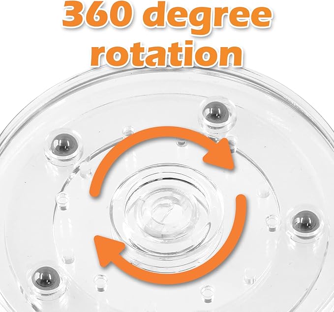 Piutouyar 4 Pcs Plastic Turntable Bearings Hardware, 4 Inch / 100mm Plastic Acrylic Clear Turntable Organizer for Kitchen Spice Rack Table Cake