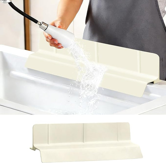 18Inch Sink Splash Guard – Extended Length & Tall Silicone Kitchen Sink Splash Guard with Overhang Drainage Design & Strong Suction Cups for Countertop (White, 18''x3.5'')