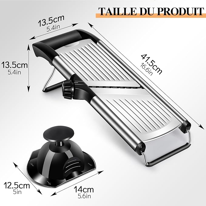 MASTERTOP Adjustable Mandoline Food Slicer,Vegetable Slicer Fruit Cutter,Stainless Steel Kitchen Mandolin,Julienne Slicers for Kitchen Onion Potato, Tomato, Carrot, Vegetable, and Fruit