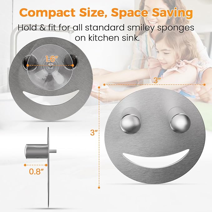 Semcide Sponge Holder, Stainless Steel Sink Caddy w/Suction Cup Installation, Sponge Organizer for Kitchen/Bathroom Sink, Self Draining, Dishwasher Safe for Holding Sponges, Silver(2-Pack)