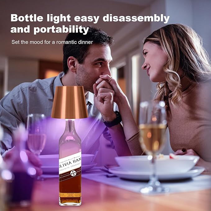 2026 New Wireless Bottle Lamp,RGB LED Bottle Light with Remote(RGB Rose Gold, 1pc)