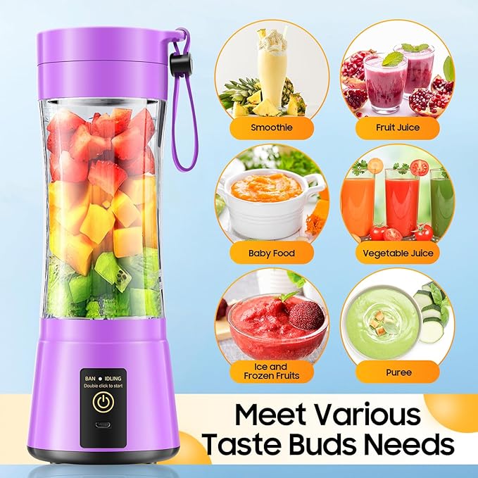 Cordless Personal Size Portable Blender - 380Ml Blender Smoothies and Shakes, BPA Free Traveling Juice Cup with Powerful Blending, Freshly Squeezed in Sports/Travel/Home