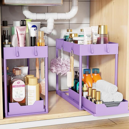 Simple Trending Under Sink Organizer 2 Pack, Purple