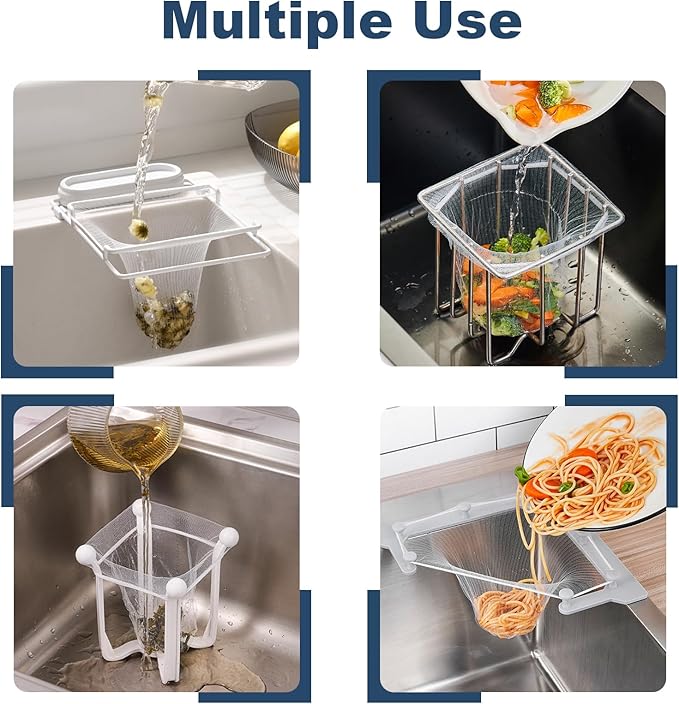 WYIRONG 200 PCS Large Kitchen Disposable Mesh Sink Strainer Bag for Meshmate Waste Rack, Sink Strainer Elastic Anti-Clogging Sink Drain Strainer Collecting Kitchen Food Waste Garbage