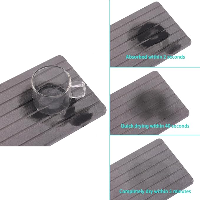 NiuYichee 2 PCS Water Absorbent diatomite Coasters, 9.5" x 5.5" Water Absorbing Stone Tray for Sink, Stone Drying mat for Kitchen Counter, Stone soap Tray Used for Hand Soaps & toiletries & Plants