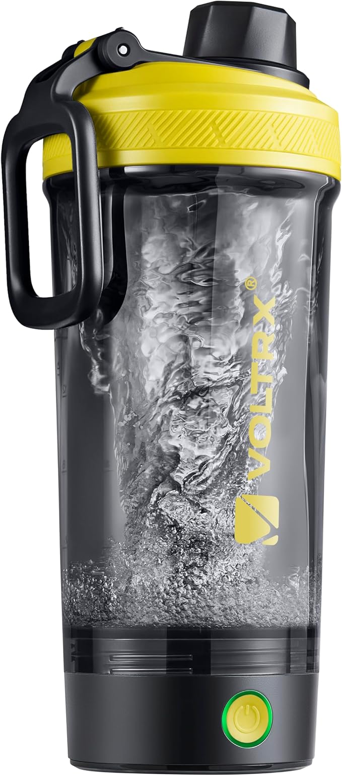 VOLTRX Shaker Bottle, Gallium USB C Rechargeable Electric Protein Shake Mixer, Shaker Cups for Protein Shakes and Meal Replacement Shakes, BPA Free, Made with Tritan, Vivid Yellow, 20oz
