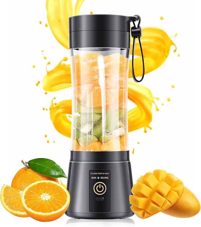 Portable Blender for Smoothies & Shakes - Cordless Personal Size Mini Blender with BAP Free Juice Cup, USB Rechargeable Suit for Sports/Picnic