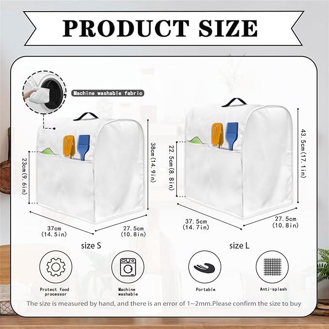 Spring Hummingbird Stand Mixer Cover with Top Handle and Side Pocket Washable Food Processor Dust Cover Compatible with 6-8 Quart Coffee Makers Fingerprint Resistant