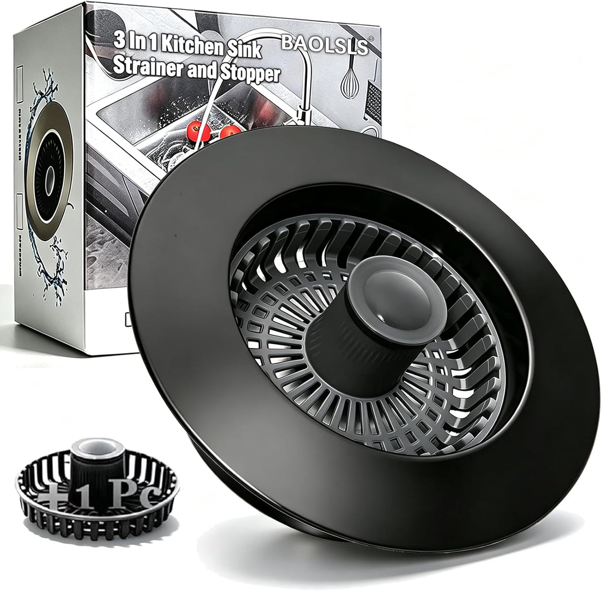 3 in 1 Kitchen Sink Stopper, Pop Up Kitchen Sink Drain Strainer