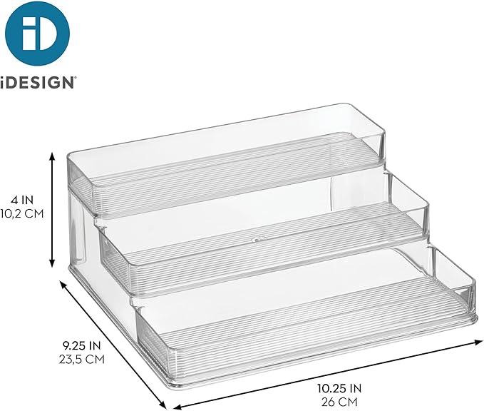 iDesign Nail Polish Organizer, Holds up to 30 Bottles, Compact 3-Tier Clear Display Stand for Countertop