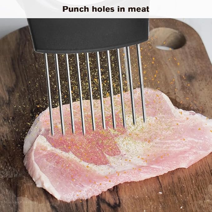Onion Holder for Slicing, 2025 New Stainless Steel Onion Slice Holder Lemon Slicer Vegetable Cutter, Kitchen Chopper Slicing Assistant Tool for Meat, Onion, Potato, Tomato (B-3PCS)