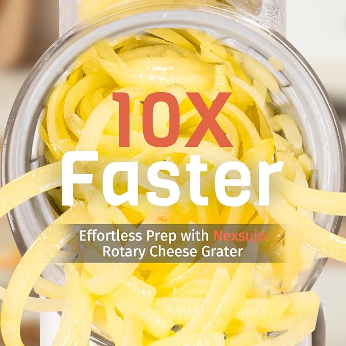 5-in-1 Rotary Cheese Grater Hand Crank, Vegetable Slicer Shredder with 5 Interchangeable Blades, Graters for Kitchen, Safe Kitchen Tool for Cheese, Nuts, Chocolate, White