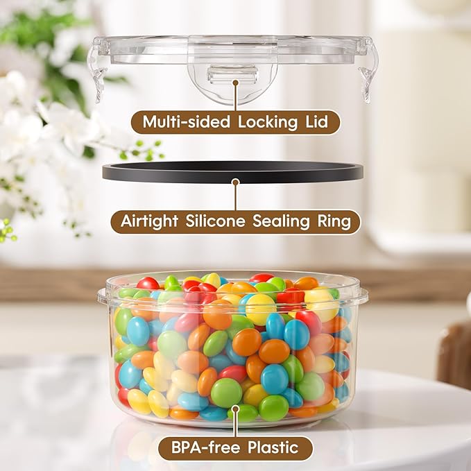 KEMETHY 70 PCS Food Storage Containers with Lids Airtight, Total 856oz, BPA-free, Food-grade, Eco-friendly Material, Leak Proof Plastic Containers, Microwave/Dishwasher Safe