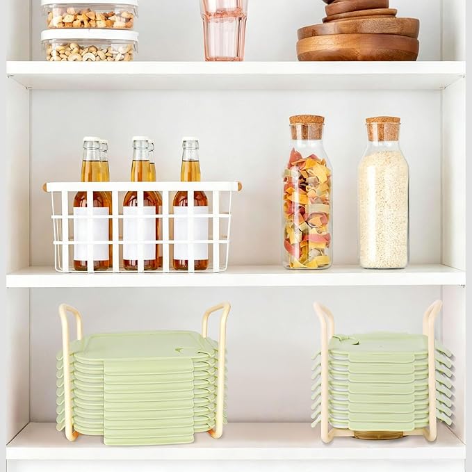Adjustable Lids Organizer for Rubbermaid Brilliance Lids, Lid Organizers Inside Cabinet for Pyrex Snapware, Lids Holders Suitable for Storing Lids of Various Sizes（5.51in-8.27in）