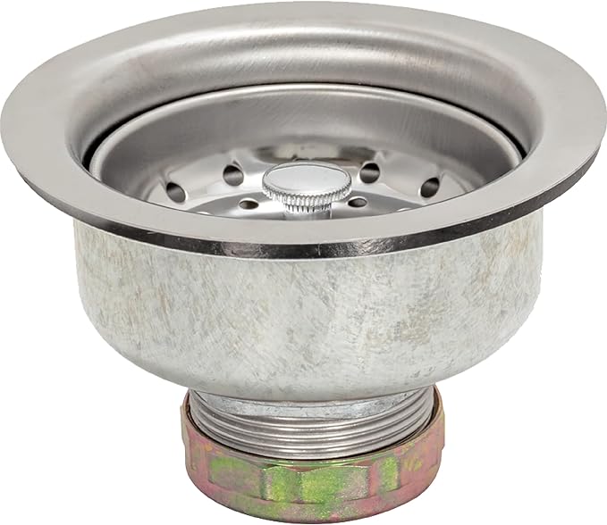 EZ-FLO Double Cup Kitchen Sink Strainer Drain Assembly, 3-1/2 to 4 Inch Opening, 1-1/4 Inch Standard Shank, Stainless Steel, 30017