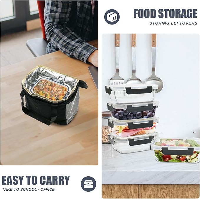 6Pack 22oz Glass Meal Prep Containers, Glass Food Storage Containers Sets with Snap Leak Proof Lids for Microwave, Oven, Freezer and Dishwasher Safe (Grey, 22oz)