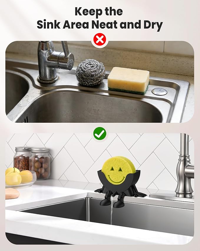 3D Printed Sponge Holder for Kitchen, Funny Sponge Holder, Drainable Scrub Stand Sponge Caddy, Cute Drying Rack Accessories for Kitchen Sink, Keeps Sink Dry and Organized